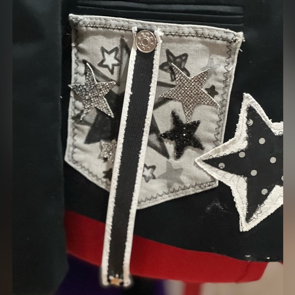 Black blazer with star in denim and fabric - Picture 7 of 10